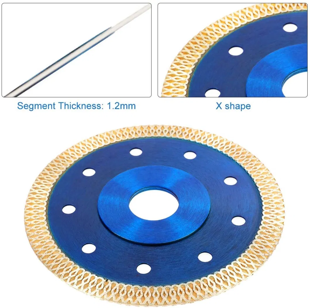 4.5 Inches Diamond Saw Blade Porcelain Cutting Disc Wheel for Wet Cutting Net Turbo Super Thin Hot Press Blue X Turbo